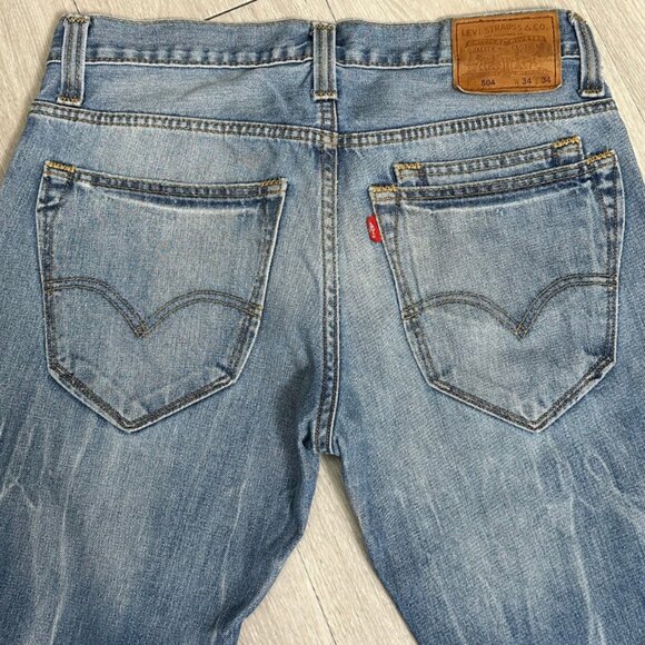 Vintage Levi's 504 Men's Blue Straight Leg Denim Jeans - Size 33x27 - Picture 3 of 10